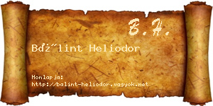 Bálint Heliodor névjegykártya